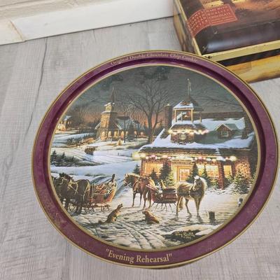 Collection of metal tins - Many with really neat country / farm scenes on them - some vintage