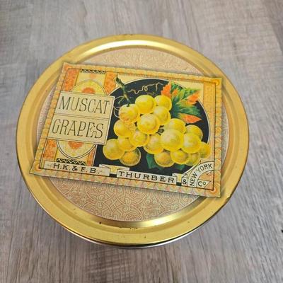 Collection of metal tins - Many with really neat country / farm scenes on them - some vintage