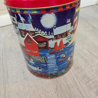 Collection of metal tins - Many with really neat country / farm scenes on them - some vintage