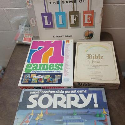 Board games - LIFE - 71 games in one box - Sorry & Bible trivia