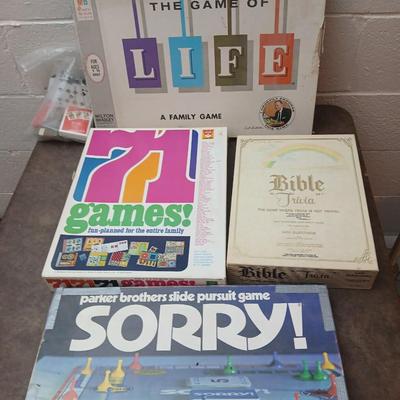 Board games - LIFE - 71 games in one box - Sorry & Bible trivia