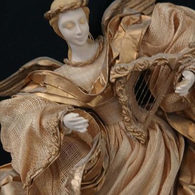 Collection of Angels - Willow tree angels and a large doily