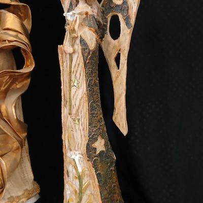 Collection of Angels - Willow tree angels and a large doily