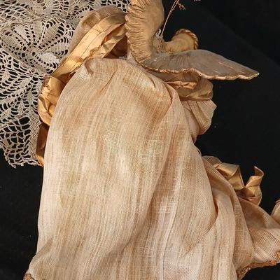 Collection of Angels - Willow tree angels and a large doily