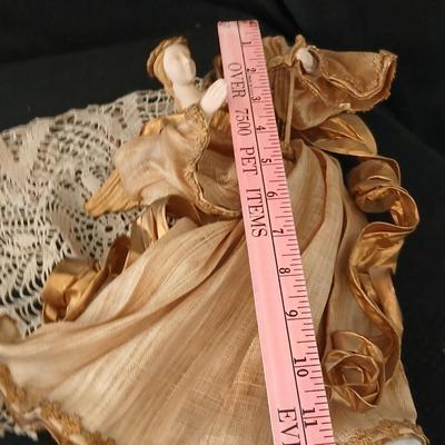 Collection of Angels - Willow tree angels and a large doily