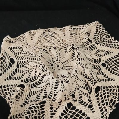 Collection of Angels - Willow tree angels and a large doily