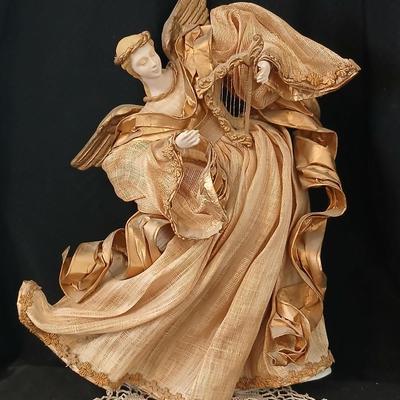 Collection of Angels - Willow tree angels and a large doily