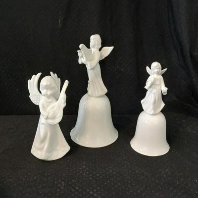 Two porcelain angel bells and a porcelain angel figure - Enesco - 50% Fine bone china -
