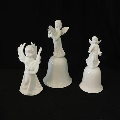 Two porcelain angel bells and a porcelain angel figure - Enesco - 50% Fine bone china -