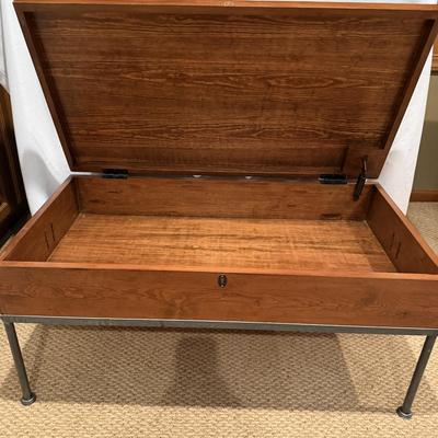 Wooden Coffee Table With Storage & Iron Frame (BLR-MG)