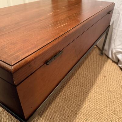 Wooden Coffee Table With Storage & Iron Frame (BLR-MG)