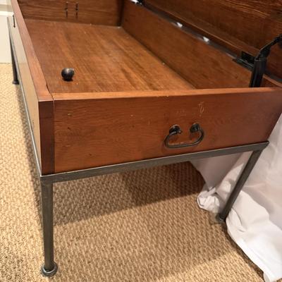 Wooden Coffee Table With Storage & Iron Frame (BLR-MG)