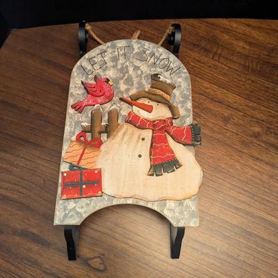 Snowman Sled Wall Decor