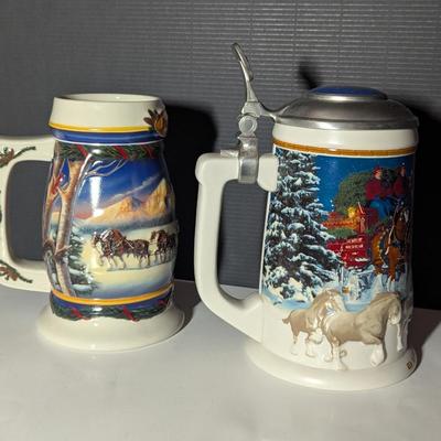 Handcrafted "Holiday In The Mountains" 2000 Stein & 2005 Holiday Stein Signature Edition #3