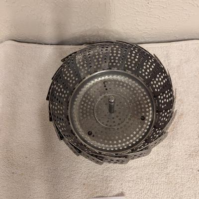 Sale Photo Thumbnail #1224: vintage metal steamer basket- stainless steel