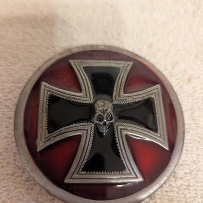 Sale Photo Thumbnail #1257: skull iron cross belt buckle