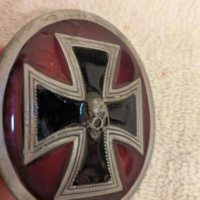 Sale Photo Thumbnail #1259: skull iron cross belt buckle