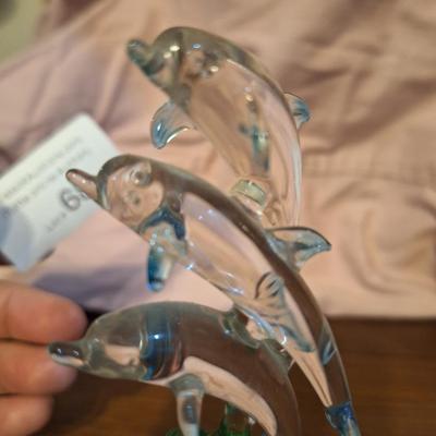 Sale Photo Thumbnail #307: Glass baron dolphins with baby in sea grass