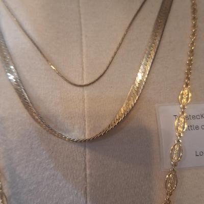 Sale Photo Thumbnail #439: None of these are fine jewelry- the herringbone necklace is marked 18k but it's a fake- it sticks to magnet