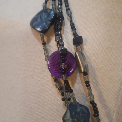 Sale Photo Thumbnail #452: earrings seem to be abalone parts of the necklace may be also.  