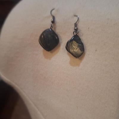 Sale Photo Thumbnail #451: earrings seem to be abalone parts of the necklace may be also.  