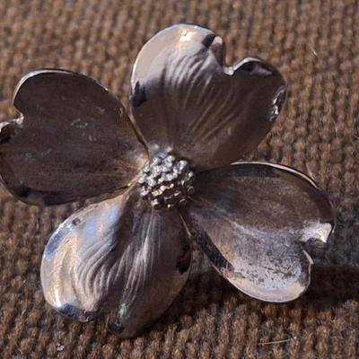 Sale Photo Thumbnail #461: Vintage HSB harry S Bick Sterling silver dogwood screw back earrings