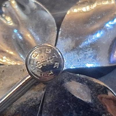 Sale Photo Thumbnail #459: Vintage HSB harry S Bick Sterling silver dogwood screw back earrings