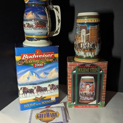 Handcrafted "Holiday In The Mountains" 2000 Stein & 1997 Home For The Holidays Stein #5