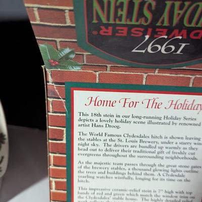 Handcrafted "Holiday In The Mountains" 2000 Stein & 1997 Home For The Holidays Stein #5