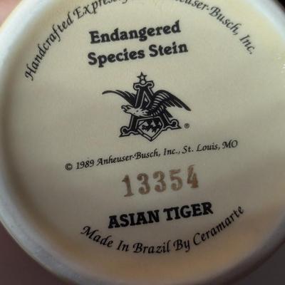 Handcrafted Endangered Species Steins "Asian Tiger" & "Giant Panda"