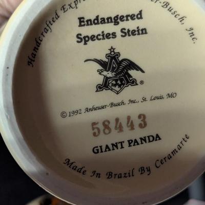 Handcrafted Endangered Species Steins "Asian Tiger" & "Giant Panda"
