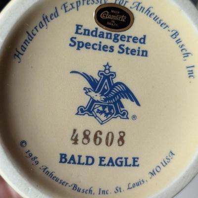 Handcrafted Endangered Species Steins "Bald Eagle" & "Grizzly Bear"
