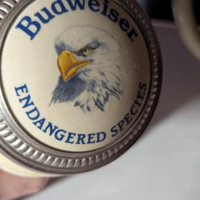 Handcrafted Endangered Species Steins "Bald Eagle" & "Grizzly Bear"