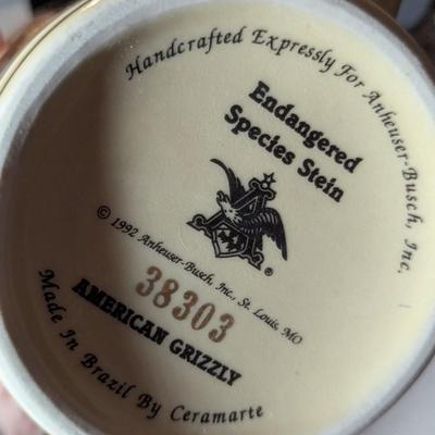 Handcrafted Endangered Species Steins "Bald Eagle" & "Grizzly Bear"