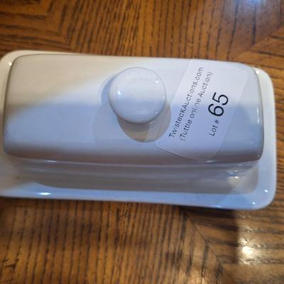 Sale Photo Thumbnail #1264: White ceramic butter dish