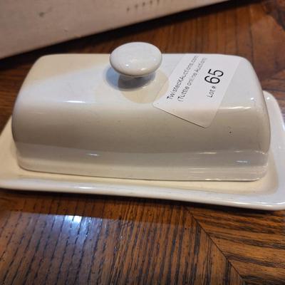 Sale Photo Thumbnail #1263: White ceramic butter dish