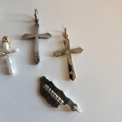 Sale Photo Thumbnail #282: This auction lot is for a Collection of Sterling Silver Charms & Crosses.  This is a fun grouping of small items.  The Sweet 16, Cozumel and pearl cross are not marked but we feel are precious.  The angel is marked 925 and the remaining two crosses are ma