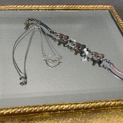 Sterling heart necklace and elephant bracelet