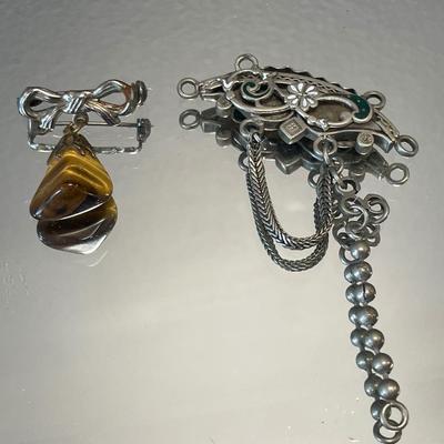 Tiger’s Eye pendant and vintage jewelry