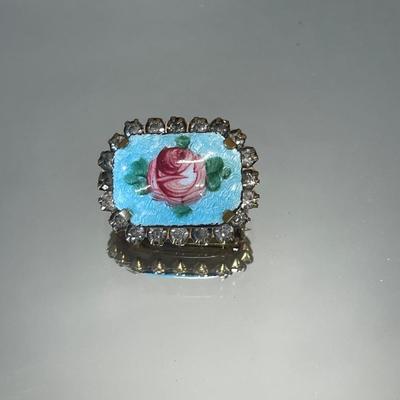 Napier bird pin and vintage guilloche pin