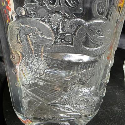 Disney 2000 Millennium Celebration – Animal Kingdom Safari Collector Glass Pair – Mickey Mouse Jungle Expedition Barware