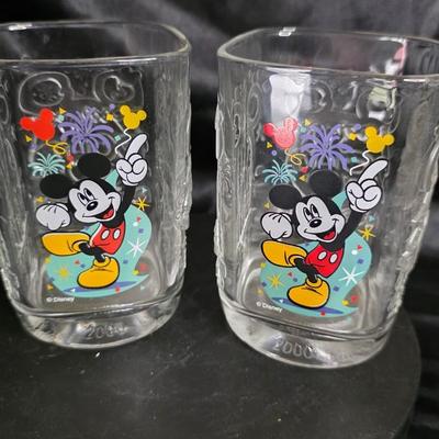 Vintage Walt Disney World Millennium Celebration Glasses (Pair, 2000) — Mickey Fireworks & Magic Kingdom Relief