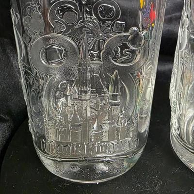 Vintage Walt Disney World Millennium Celebration Glasses (Pair, 2000) — Mickey Fireworks & Magic Kingdom Relief