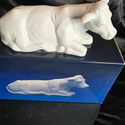 Avon Nativity – “The Cow” Matte Bisque Porcelain Figurine with Box