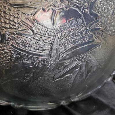Vintage Arcoroc France Embossed Christmas Bell Glass Platter - Elegant Holiday Design