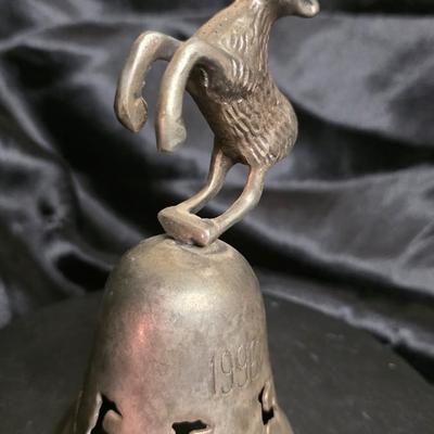 1996 International Silver Co. Hand-Made Silver-Plated Christmas Bell – Reindeer Finial & Cutout Design