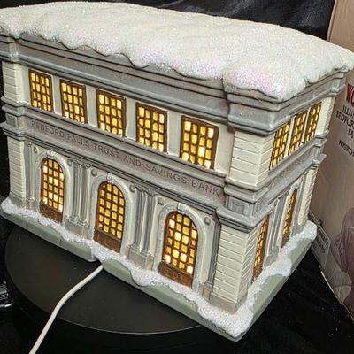 “It’s a Wonderful Life” Illuminated Bedford Falls Trust & Savings Bank – Enesco Holiday Village Collectible