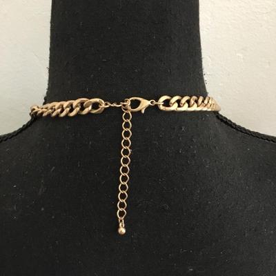 Beautiful, gold, toned, faux, stone statement, necklace