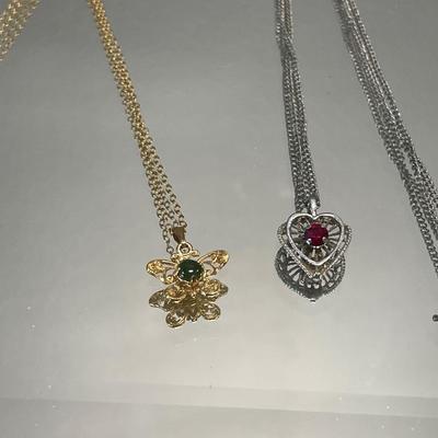 Sterling butterfly necklace & heart necklace