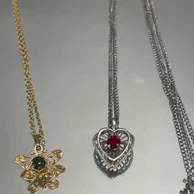 Sterling butterfly necklace & heart necklace